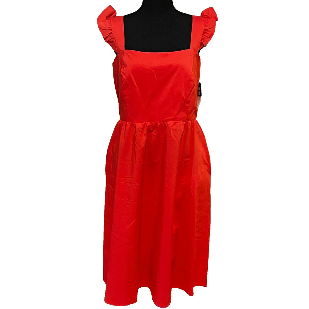 New 52seven red ruffled sleeve dress sz 12 boho classic momcore travel comfort